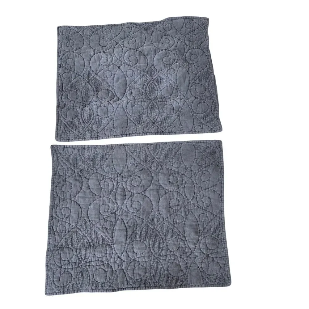 Pottery Barn 26x20 Gray Quilted Pillow‎ Covers Shams. Lot Of 2